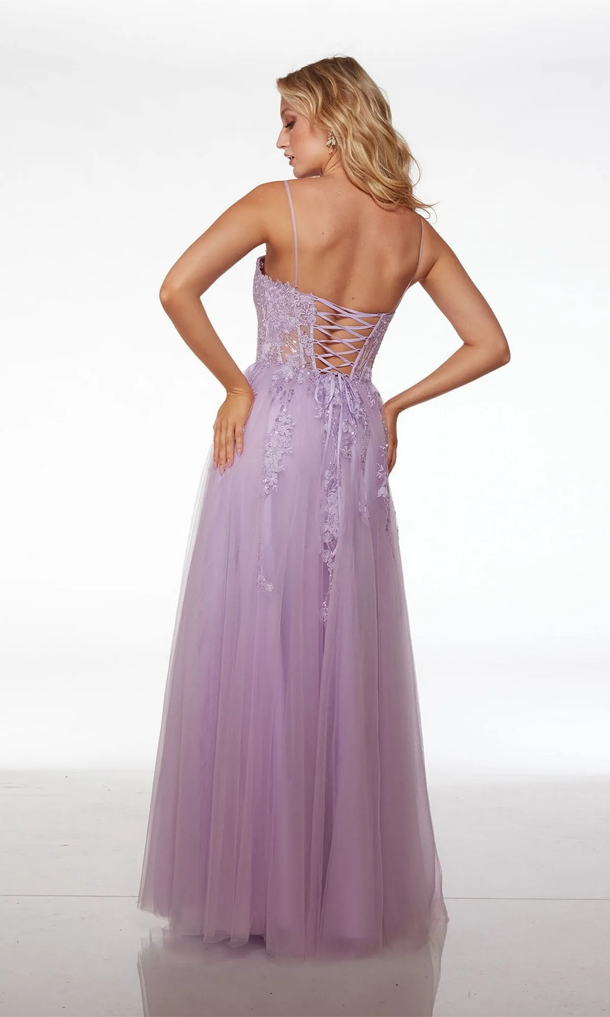 Alyce Sheer-Waist Long A-Line Prom Dress 61541 sold by PromGirl product image thumbnail 2