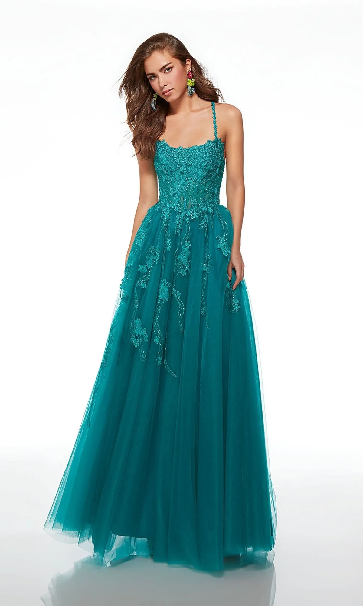 Alyce Sheer-Waist Long A-Line Prom Dress 61541 sold by PromGirl product image thumbnail 3