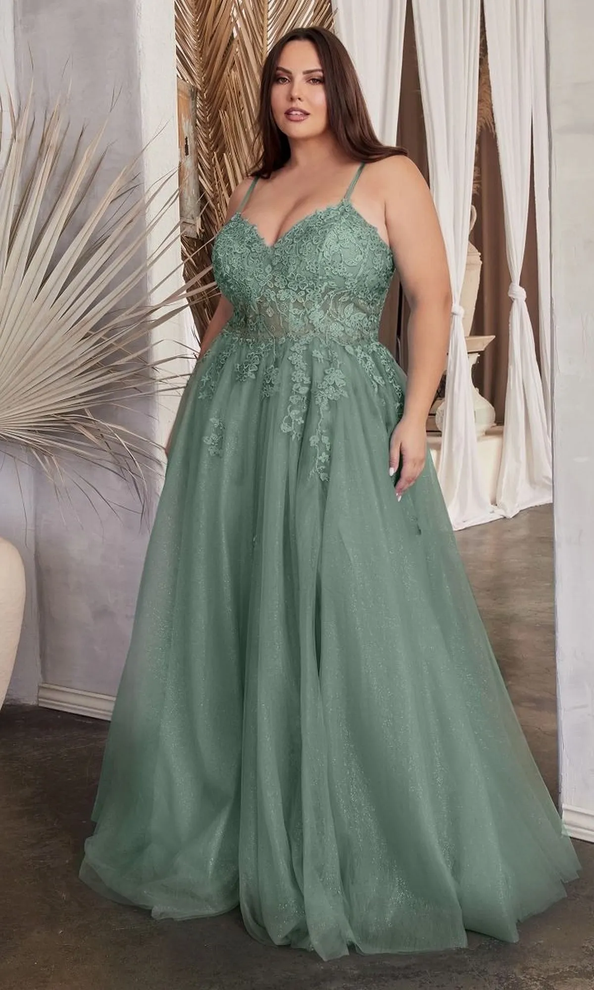 Lace-Up Back Plus-Size Long Prom Ball Gown C148C sold by PromGirl product image thumbnail 4