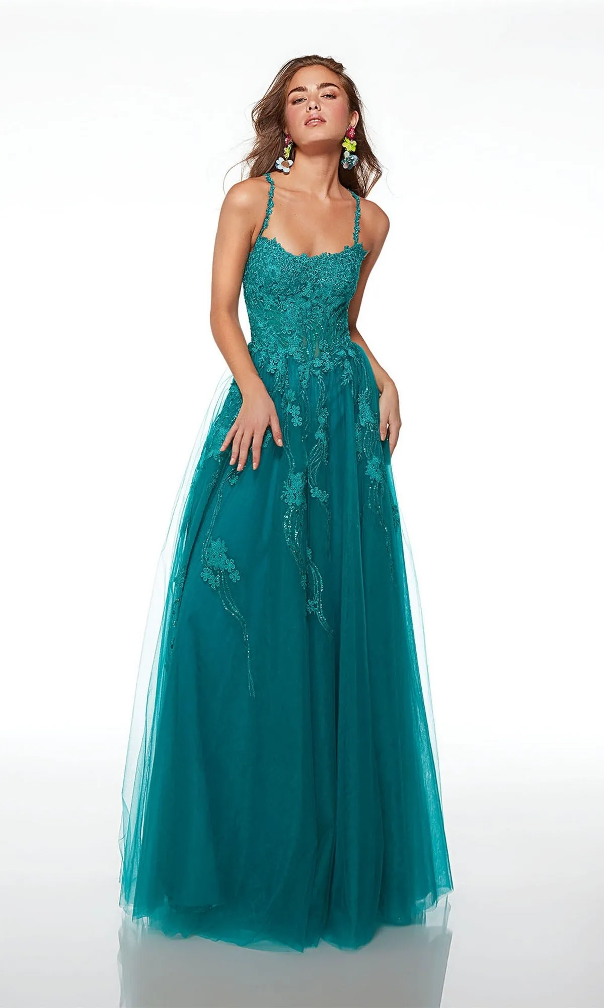 Alyce Sheer-Waist Long A-Line Prom Dress 61541 sold by PromGirl product image thumbnail 5