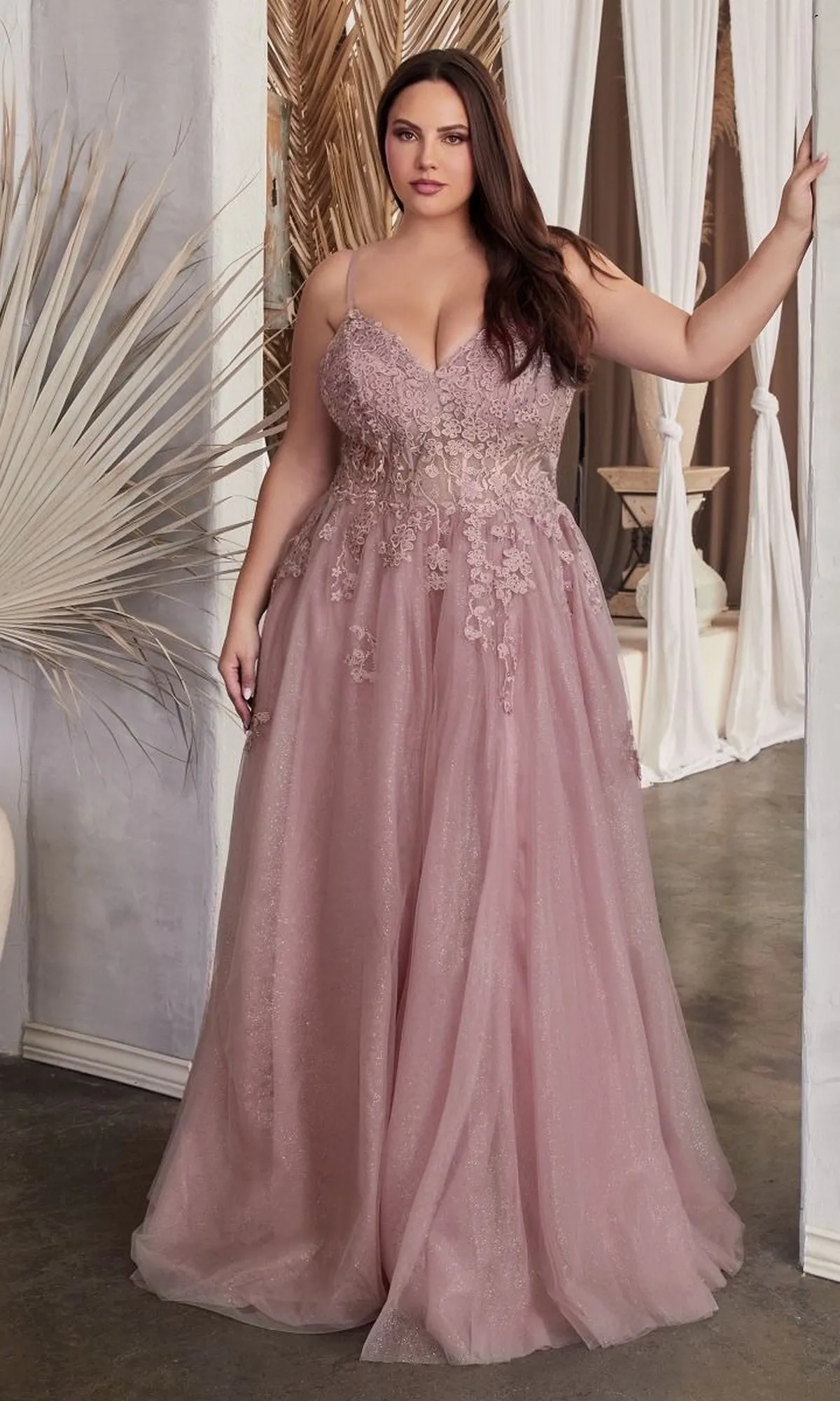 Lace-Up Back Plus-Size Long Prom Ball Gown C148C sold by PromGirl product image thumbnail 3