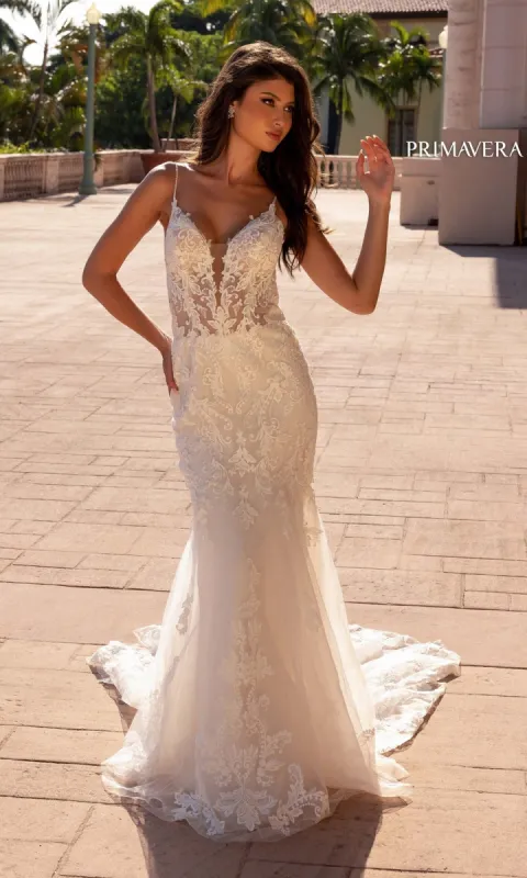 Long Wedding Dress 11137 by Primavera sold by PromGirl
