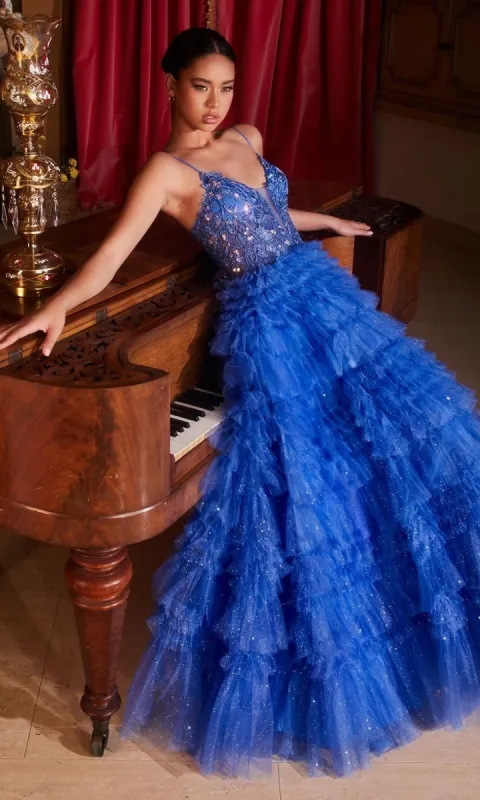 Sheer-Corset Long Glitter-Tulle Prom Ball Gown C152 sold by PromGirl