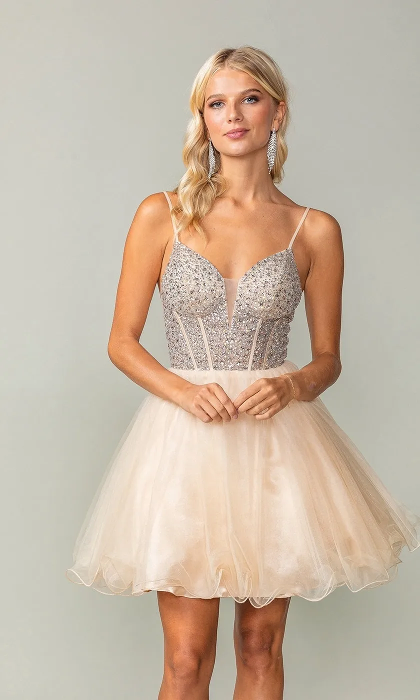 Beaded Corset Short A-Line Homecoming Dress 3353 sold by PromGirl product image thumbnail 4