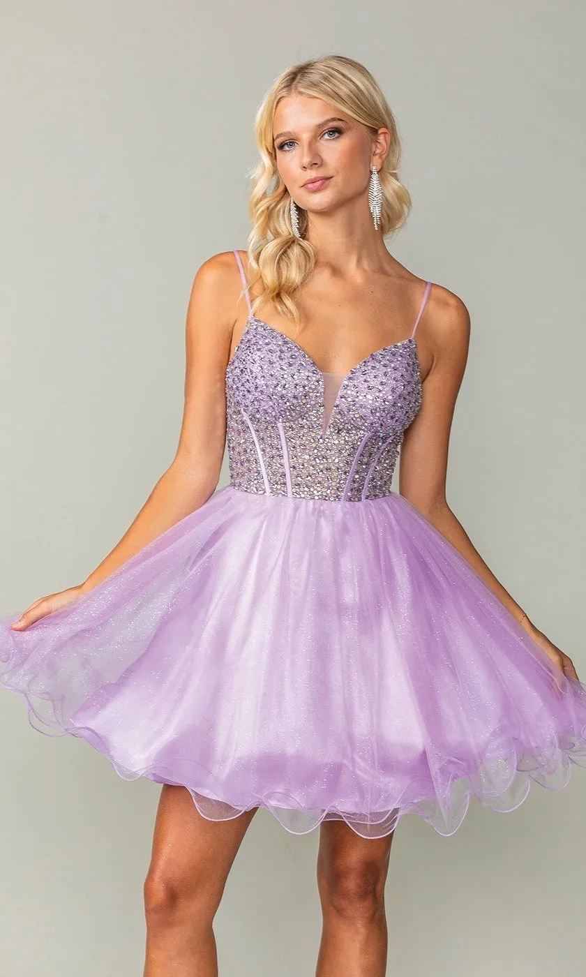 Beaded Corset Short A-Line Homecoming Dress 3353 sold by PromGirl