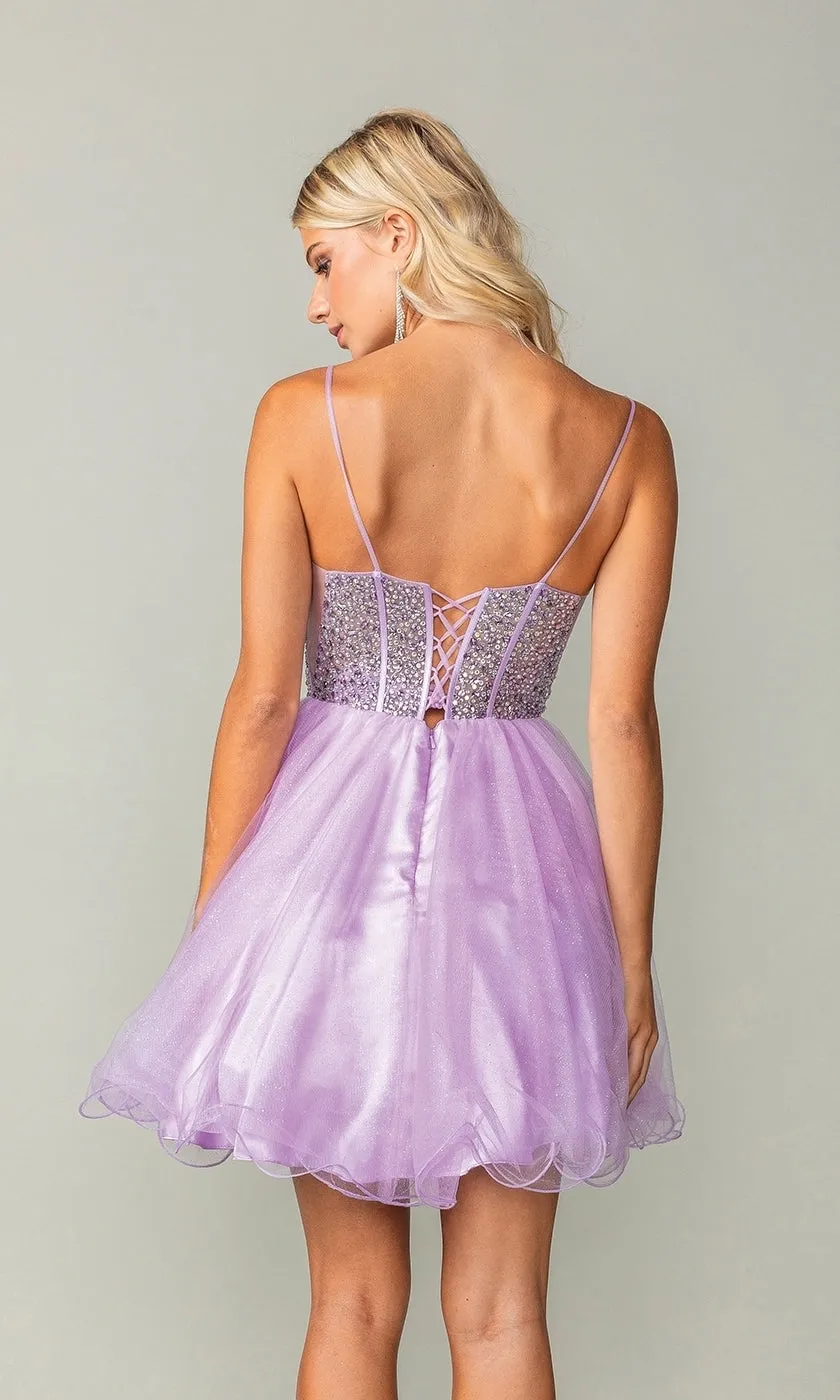 Beaded Corset Short A-Line Homecoming Dress 3353 sold by PromGirl product image thumbnail 2