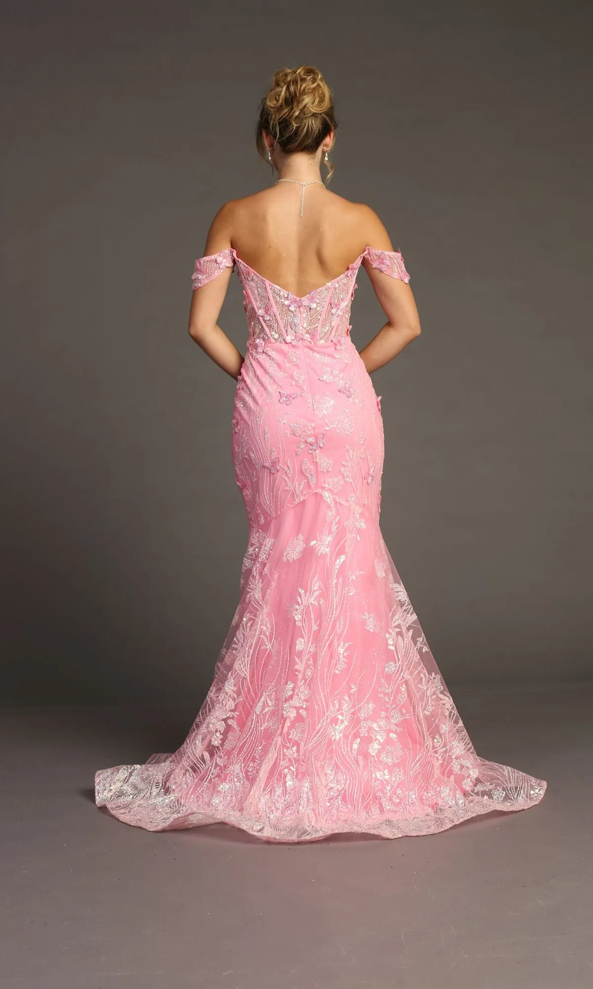 Off-Shoulder Long Butterfly Prom Dress: Chicas C332 sold by PromGirl product image thumbnail 2