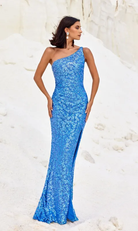 One-Shoulder Long Sequin Prom Dress 12146 by Blush sold by PromGirl