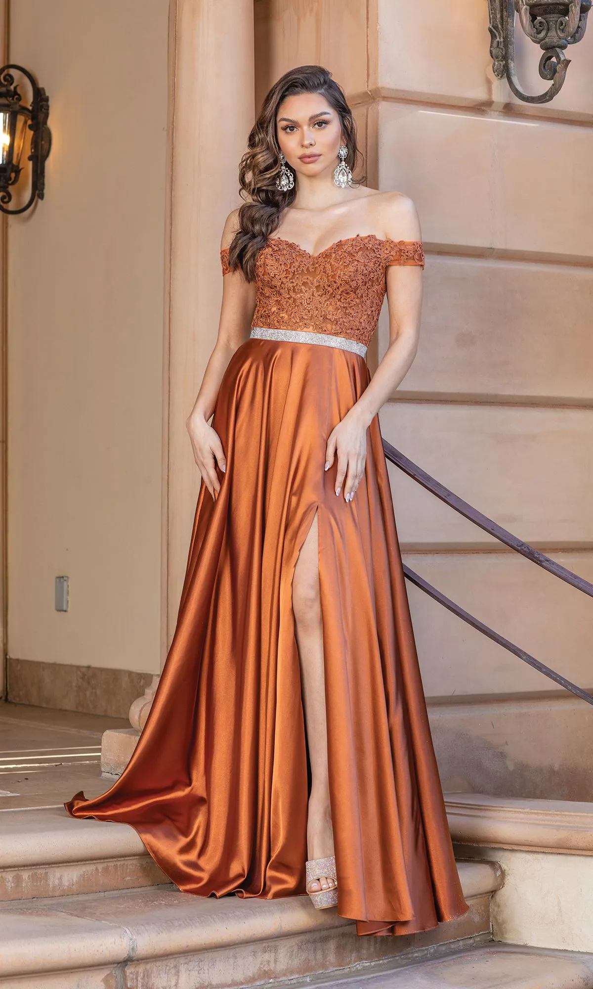 Embroidered Off-Shoulder Long Prom Dress 4222A sold by PromGirl product image thumbnail 3