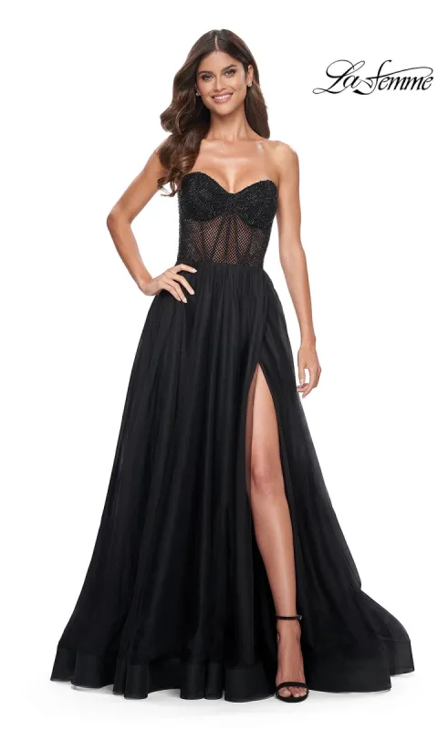 La Femme Strapless Long A-Line Prom Dress 32216 sold by PromGirl