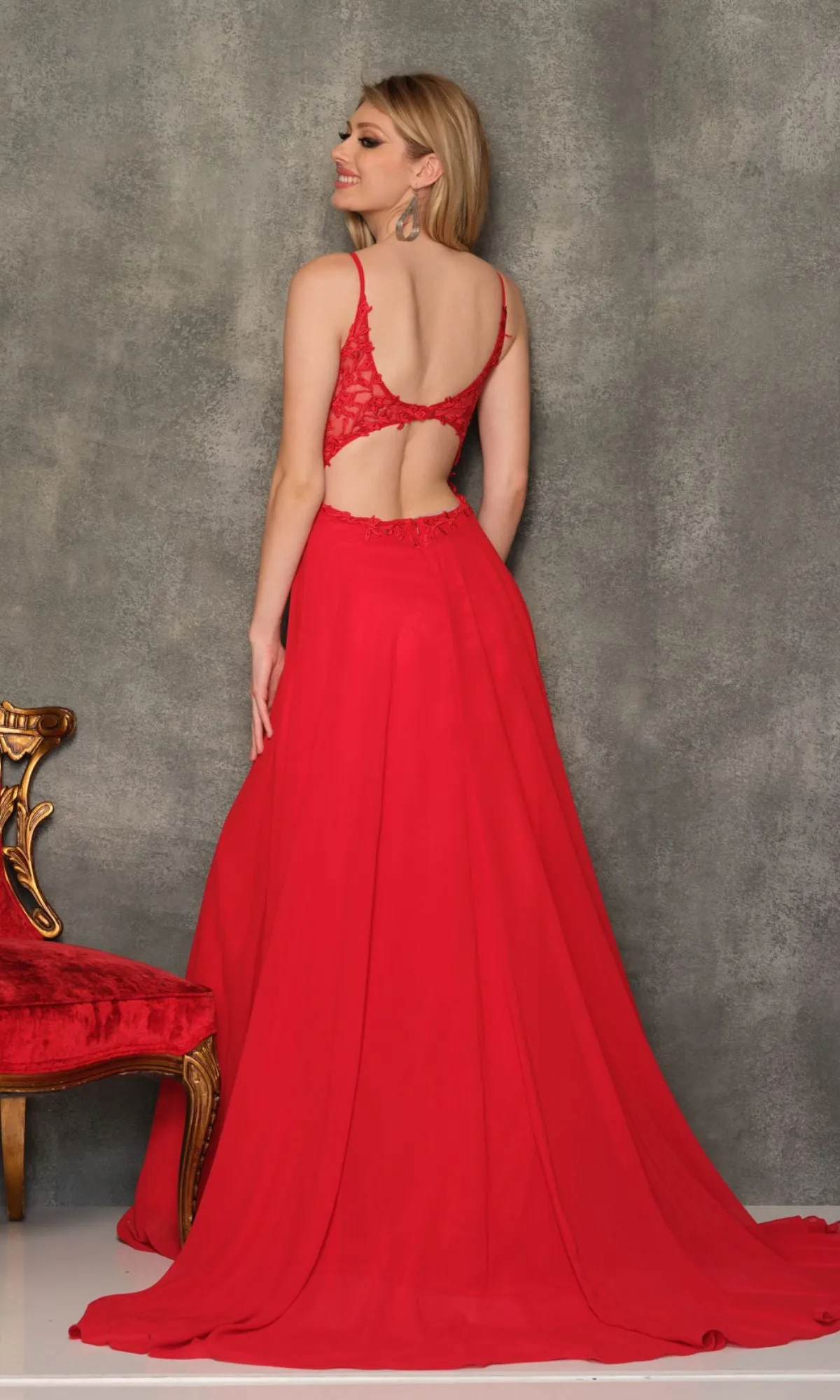Sheer-Bodice Dave & Johnny Long Prom Dress sold by PromGirl product image thumbnail 2