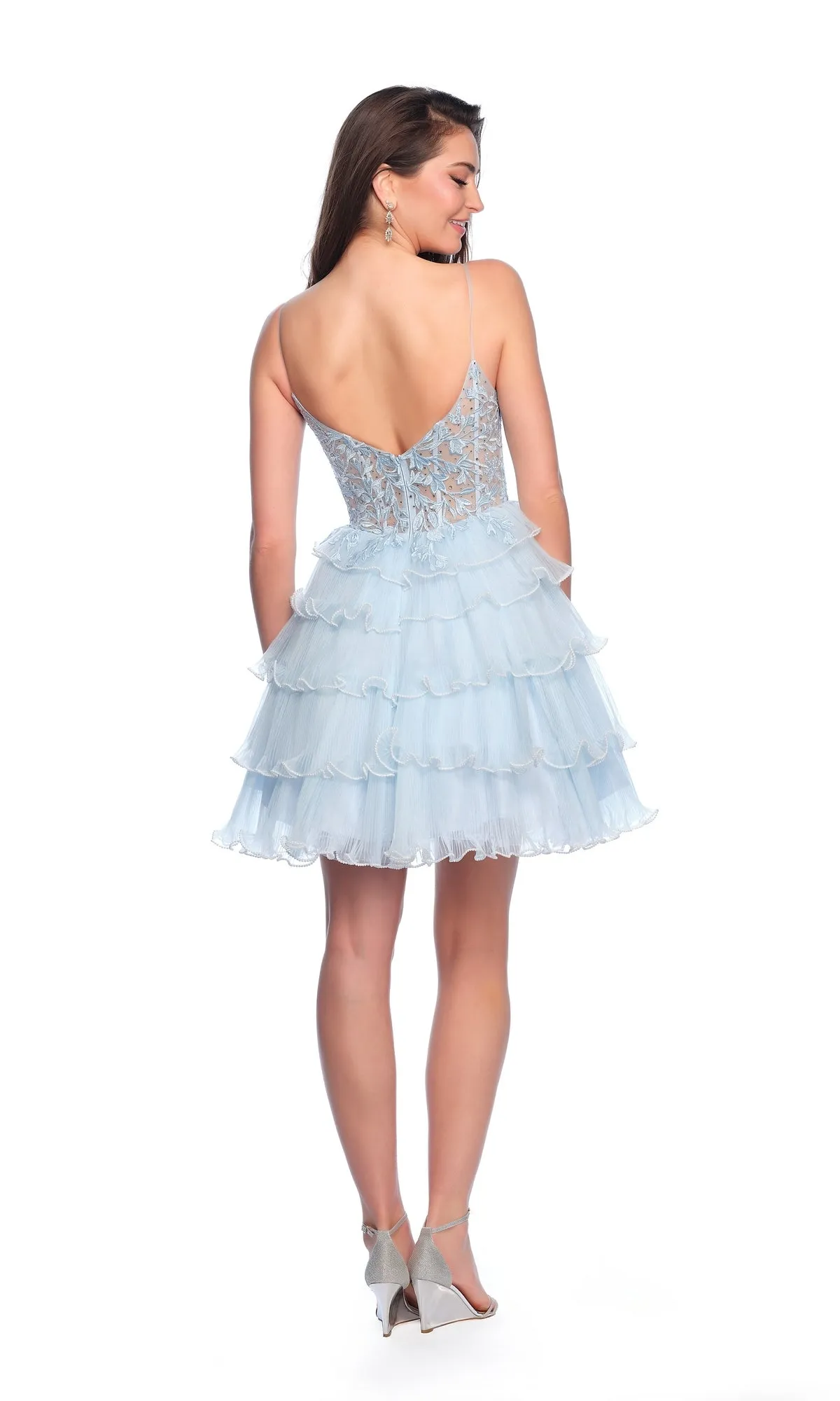 Dave and Johnny Short Blue A-Line Hoco Dress 11753 sold by PromGirl product image thumbnail 4
