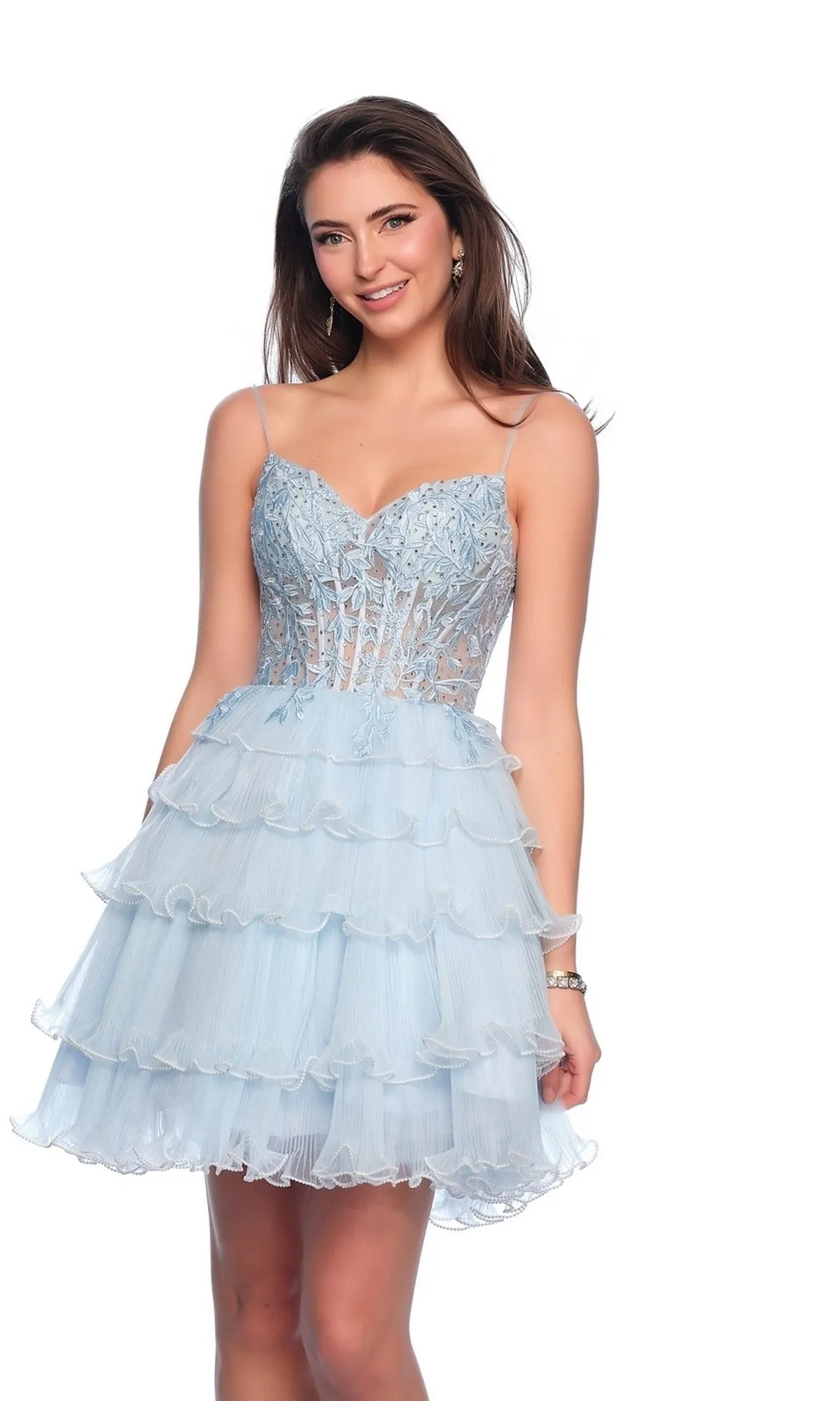 Dave and Johnny Short Blue A-Line Hoco Dress 11753 sold by PromGirl