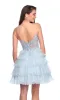 Dave and Johnny Short Blue A-Line Hoco Dress 11753 sold by PromGirl