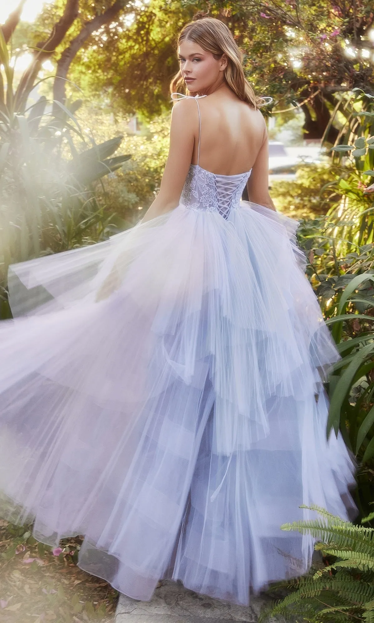 Tiered Long Blue Prom Ball Gown with Bows A1152 sold by PromGirl product image thumbnail 2