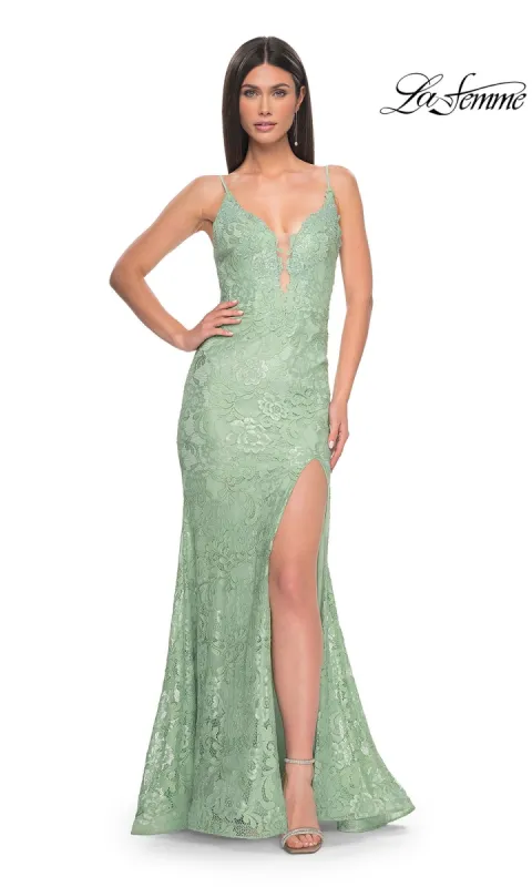 La Femme Long Floral-Lace Prom Dress 31134 sold by PromGirl