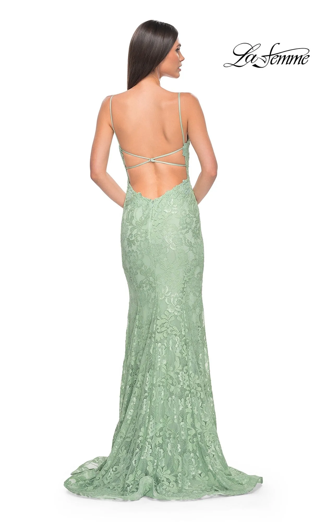 La Femme Long Floral-Lace Prom Dress 31134 sold by PromGirl product image thumbnail 2