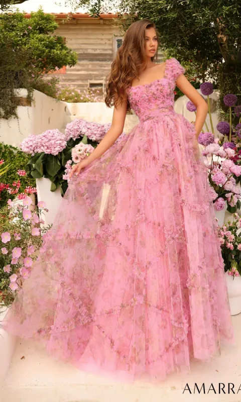 Cap-Sleeve Long Ruffled Prom Gown: Amarra 94044 made by PromGirl