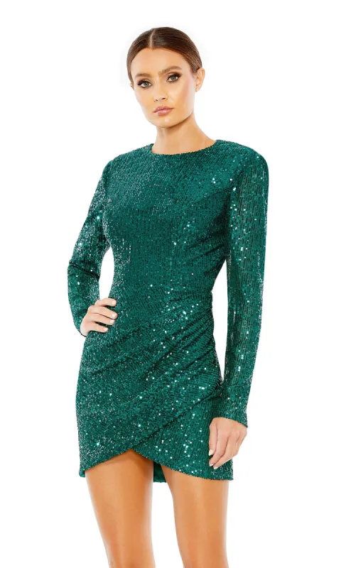 Emerald Green Long Sleeve Sequin Party Dress 11291 sold by PromGirl