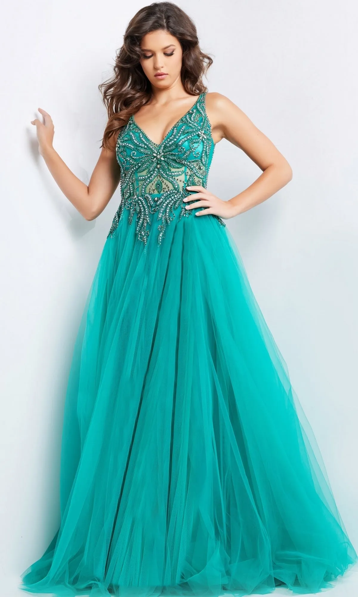 Jovani Beaded-Bodice Long Prom Ball Gown 23962 sold by PromGirl product image thumbnail 3
