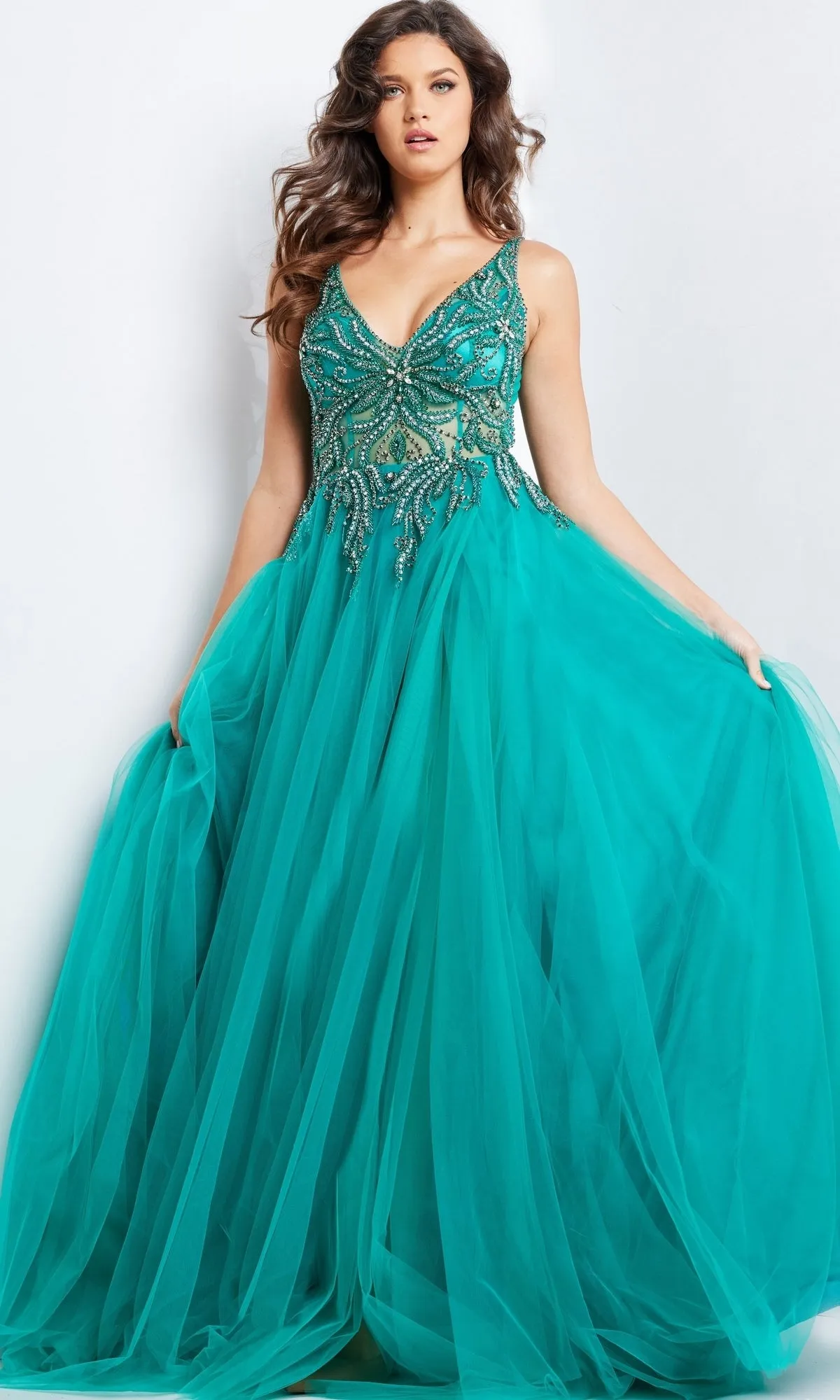 Jovani Beaded-Bodice Long Prom Ball Gown 23962 sold by PromGirl product image thumbnail 4