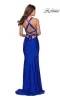 La Femme Strappy-Back Ruched Long Prom Dress 28677 sold by PromGirl