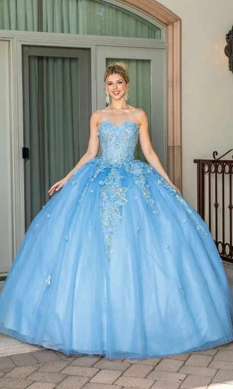 Strapless Blue Quinceanera Dress 1717 sold by PromGirl