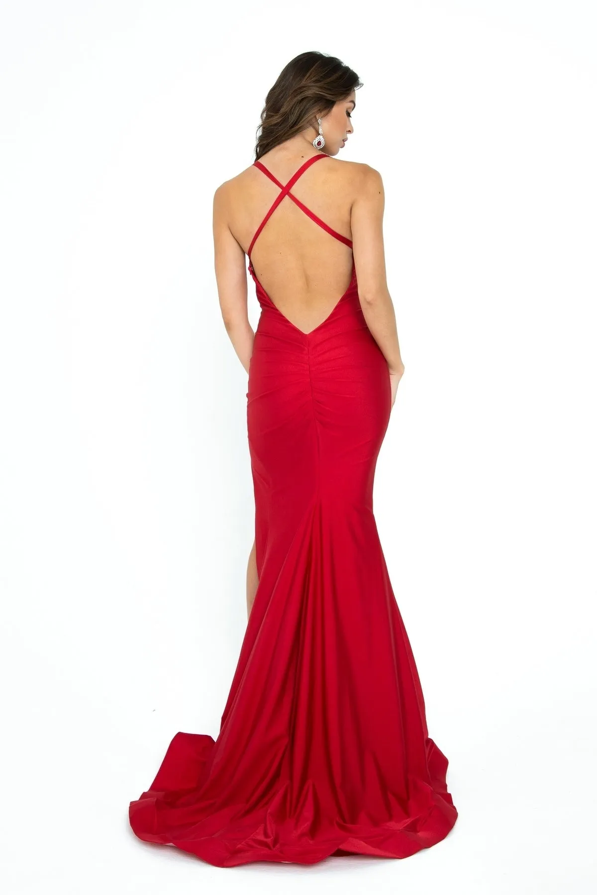 Strappy-Back Long V-Neck Prom Dress: Atria 6308H sold by PromGirl product image thumbnail 2