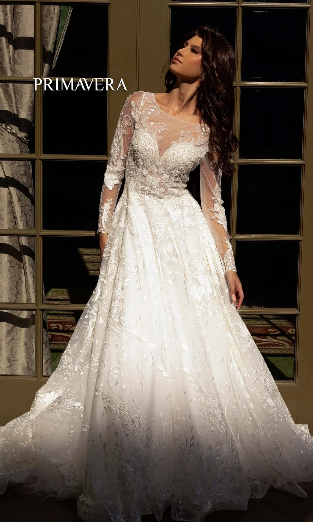 Long Wedding Dress 11136 by Primavera sold by PromGirl