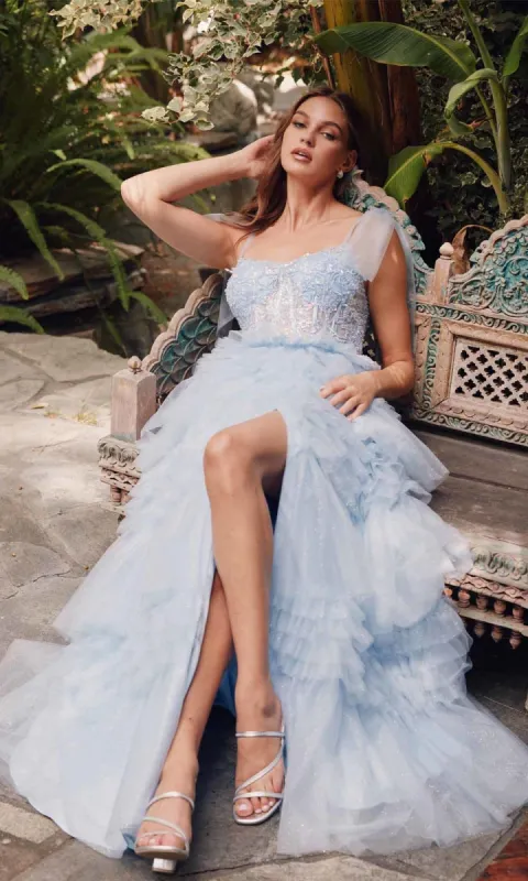 Long Ruffled Prom Ball Gown: Juliet JT2465A sold by PromGirl