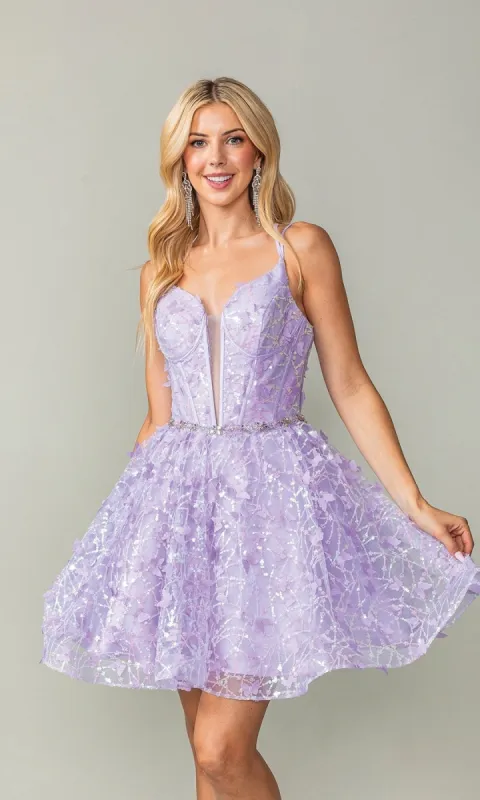 Three-D Short Butterfly Homecoming Dress 3350 sold by PromGirl