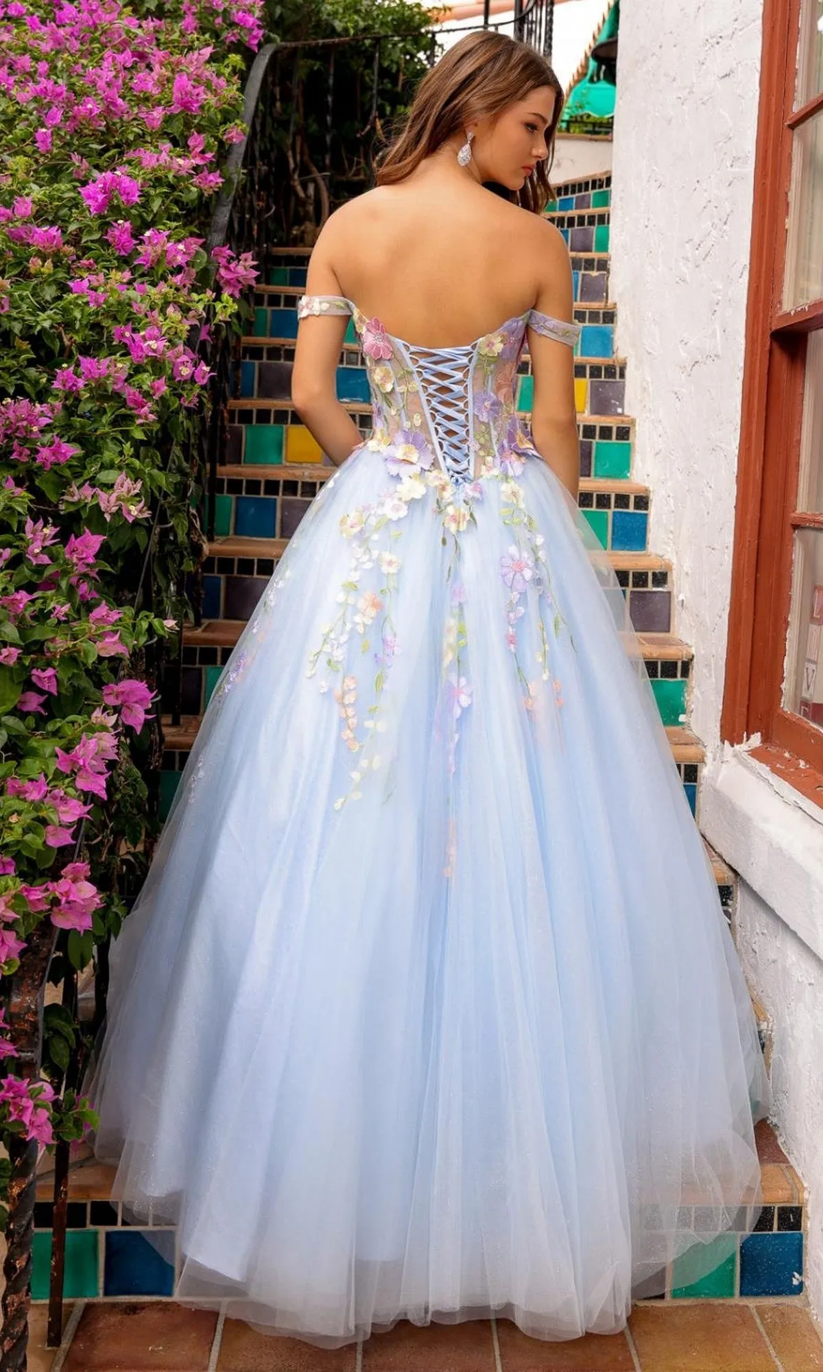 Floral-Embroidered Long Prom Ball Gown 6124 sold by PromGirl product image thumbnail 2