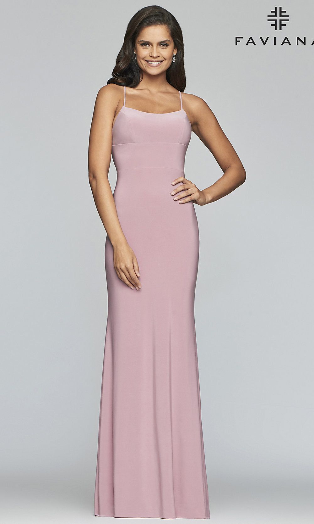 Scoop-Neck Open-Back Prom Dress by Faviana sold by PromGirl product image thumbnail 5