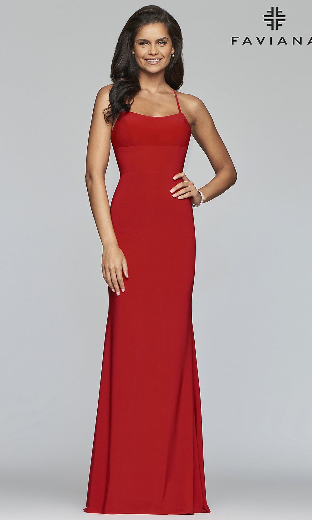 Scoop-Neck Open-Back Prom Dress by Faviana sold by PromGirl product image thumbnail 2