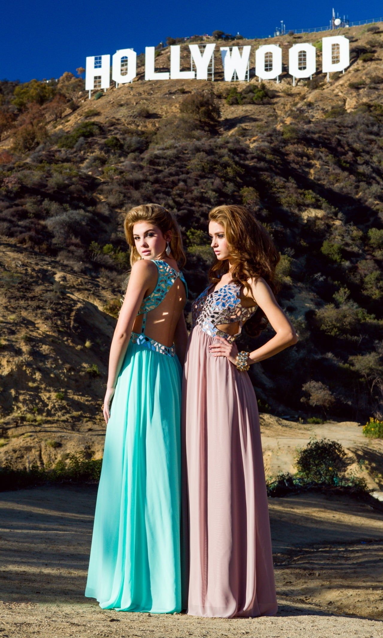 V-Neck Long Prom Dress with Cut-Out Back sold by PromGirl product image thumbnail 4