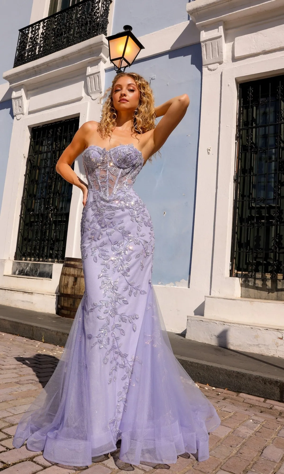 Sheer-Bodice Strapless Mermaid Prom Dress G1258 sold by PromGirl product image thumbnail 5