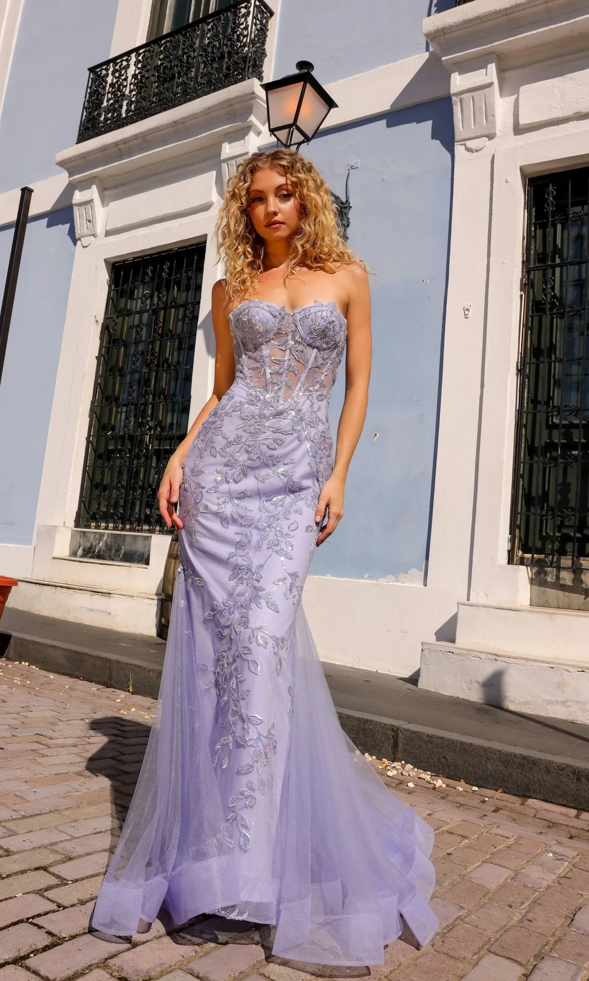 Sheer-Bodice Strapless Mermaid Prom Dress G1258 sold by PromGirl product image thumbnail 3