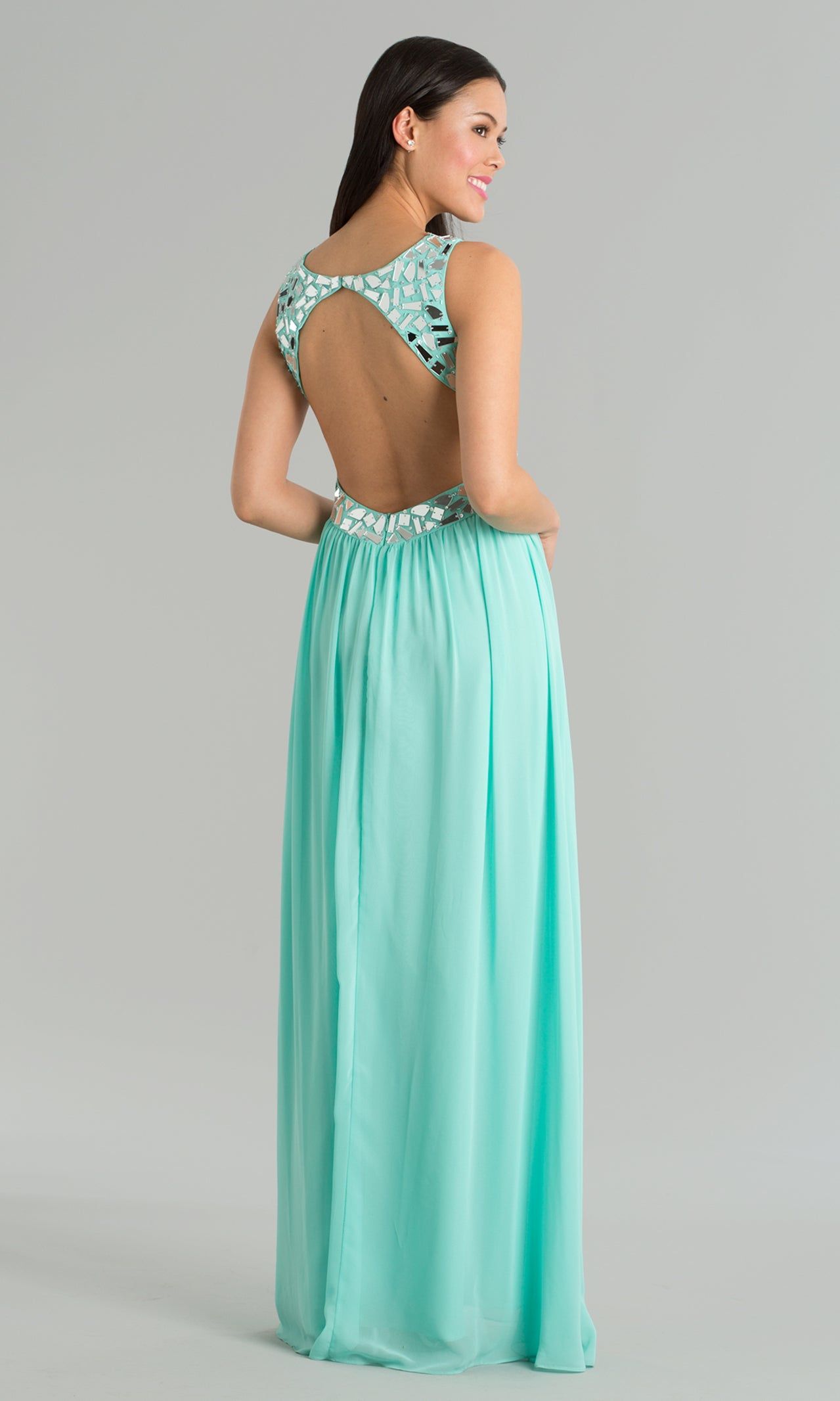 V-Neck Long Prom Dress with Cut-Out Back sold by PromGirl product image thumbnail 2