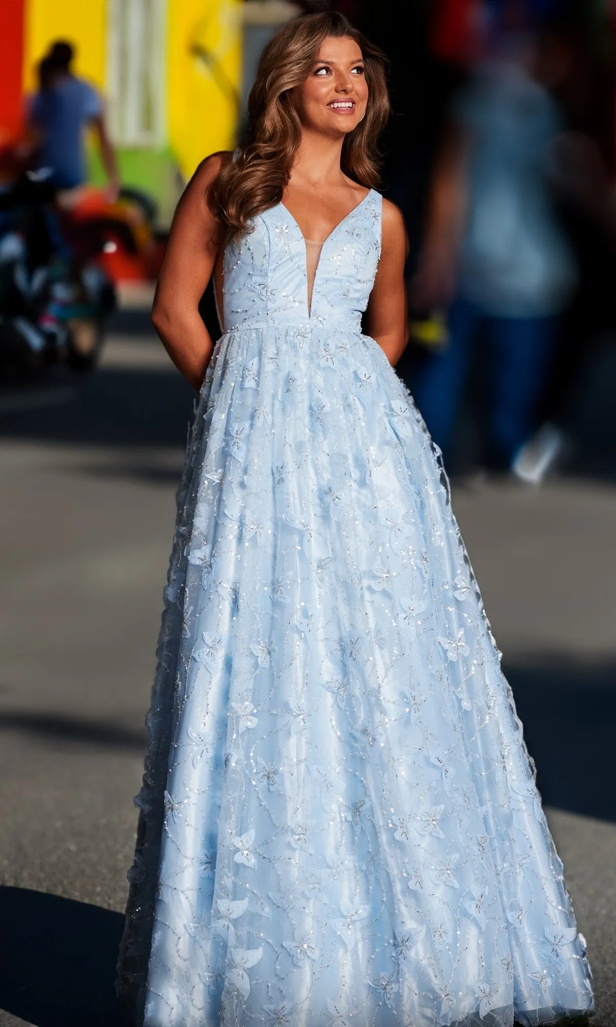 Long Butterfly Prom Ball Gown JVN24182 sold by PromGirl product image thumbnail 3