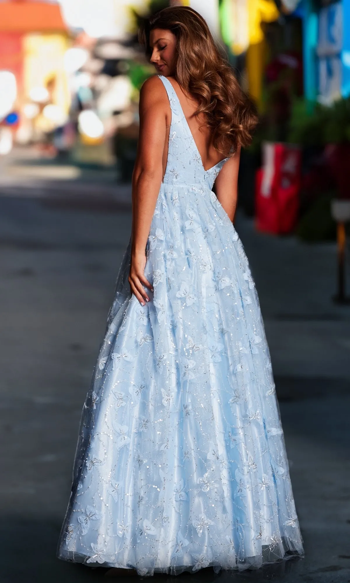 Long Butterfly Prom Ball Gown JVN24182 sold by PromGirl product image thumbnail 2