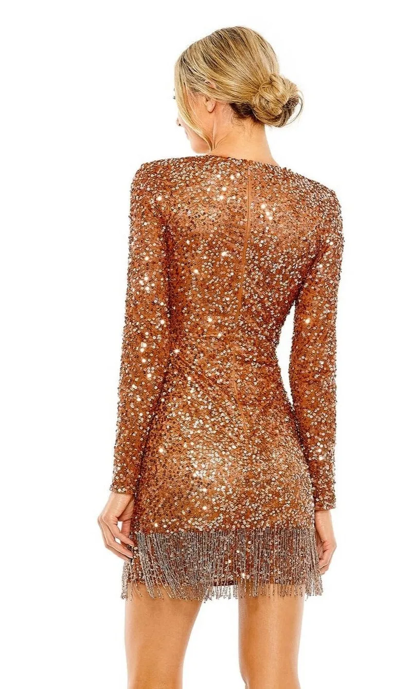 Short Beaded Copper Hoco Dress: Mac Duggal 5928 sold by PromGirl product image thumbnail 2