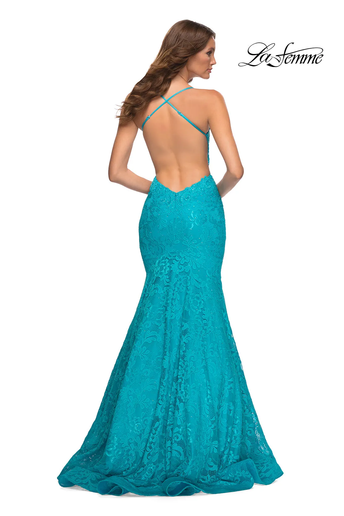 Long Lace Mermaid Prom Dress by La Femme sold by PromGirl product image thumbnail 2