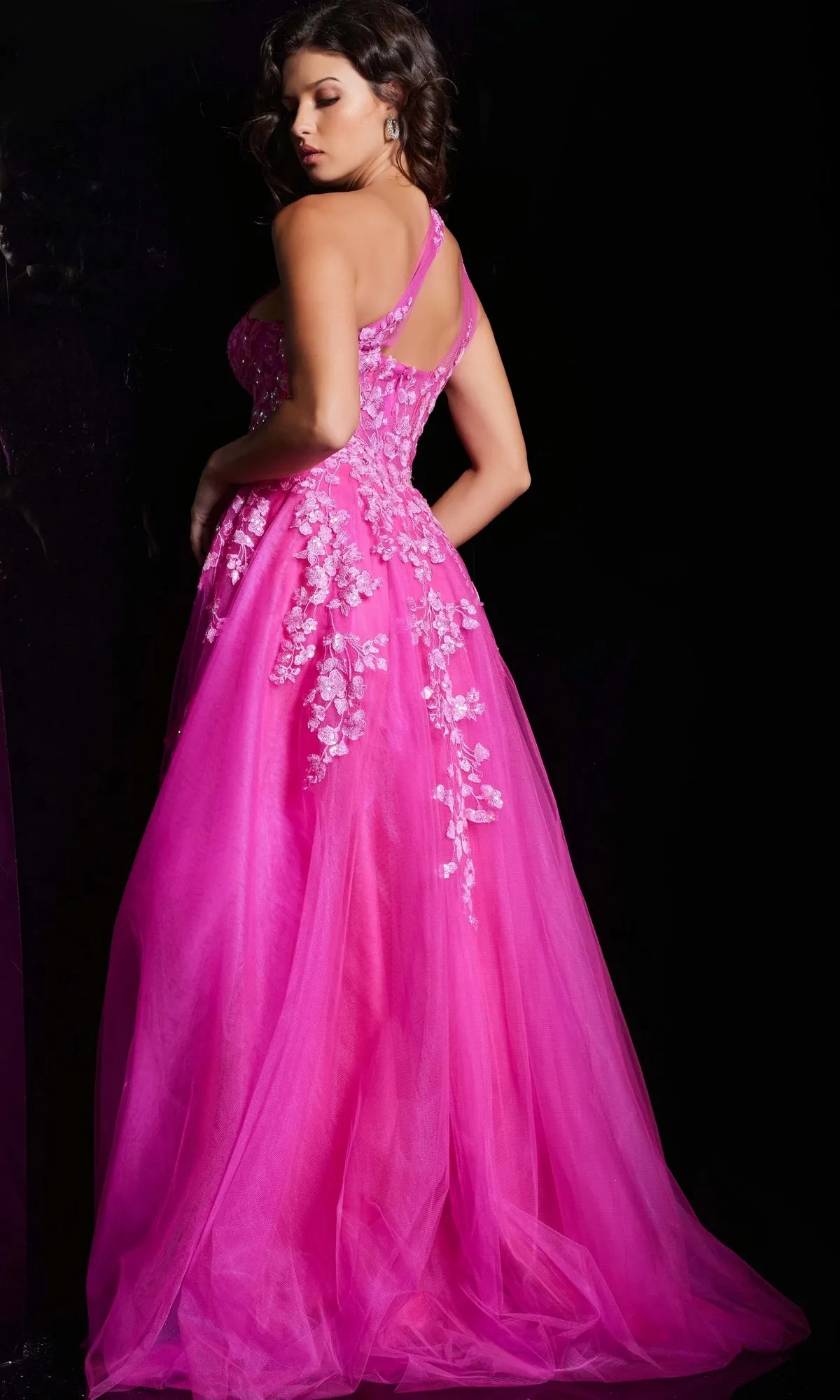 Embroidered One-Shoulder Prom Ball Gown JVN39318 sold by PromGirl product image thumbnail 2