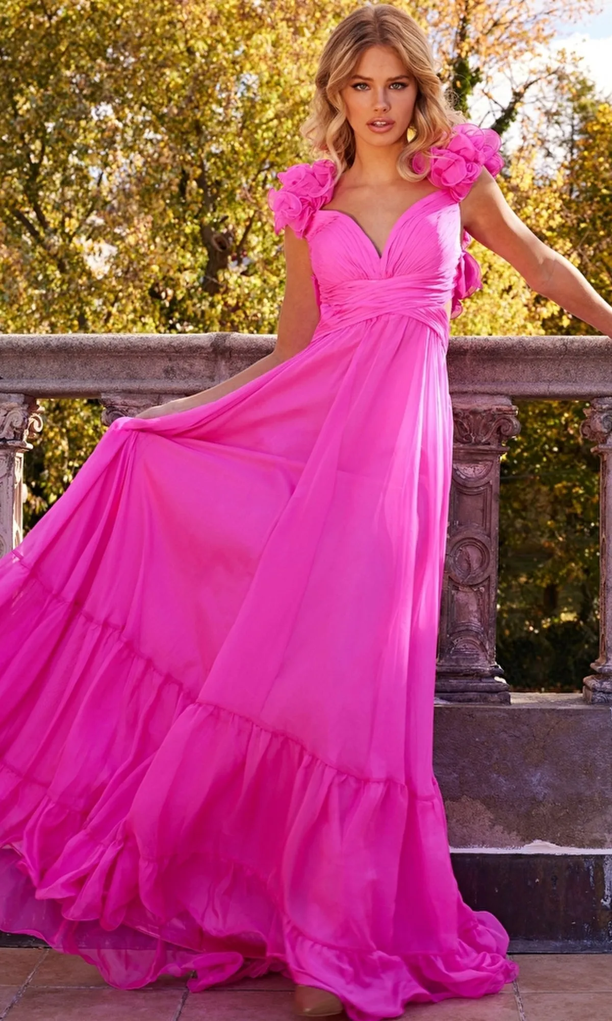 Jovani Ruffled-Bodice Long Tiered Prom Dress 23322 sold by PromGirl product image thumbnail 3