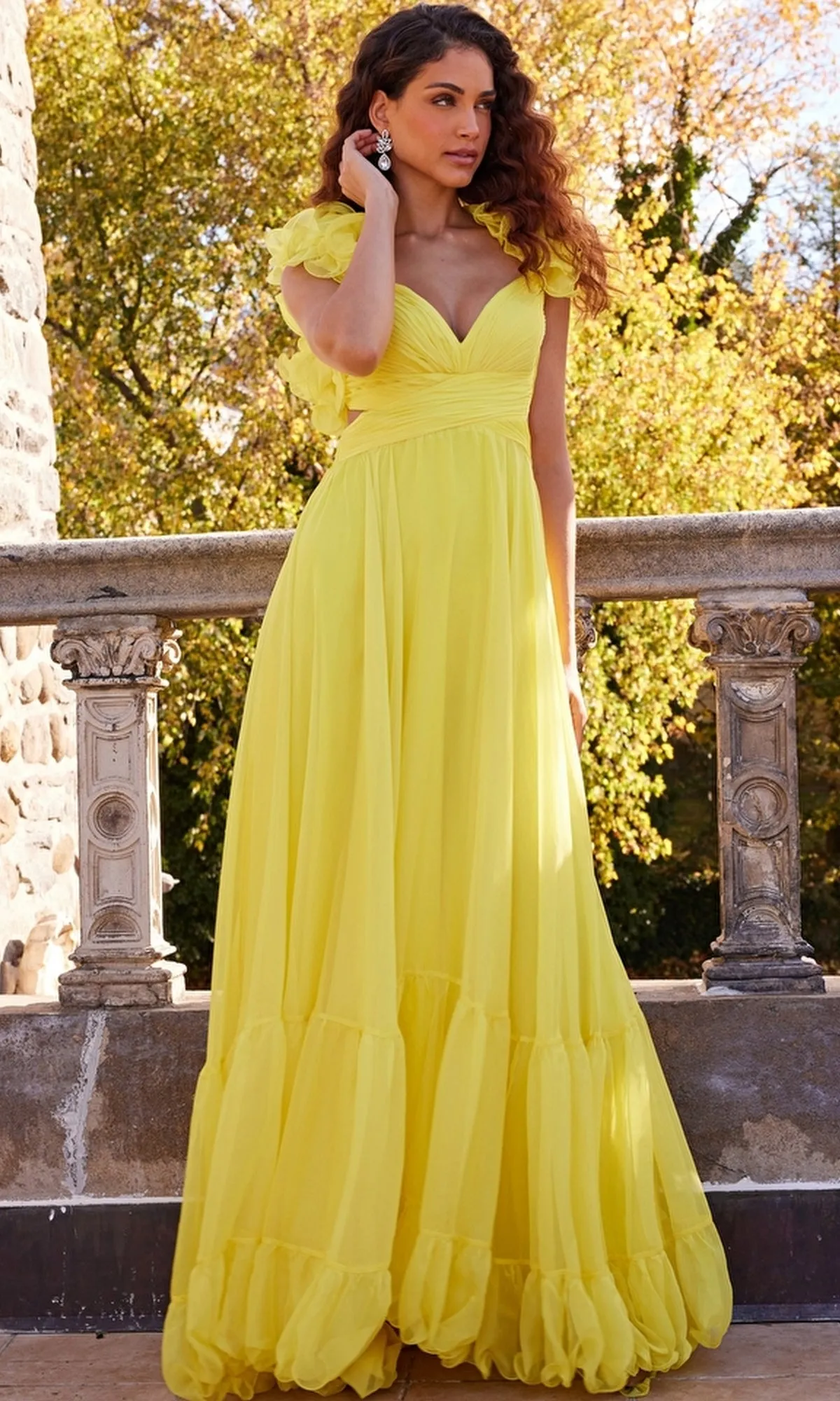 Jovani Ruffled-Bodice Long Tiered Prom Dress 23322 sold by PromGirl product image thumbnail 5