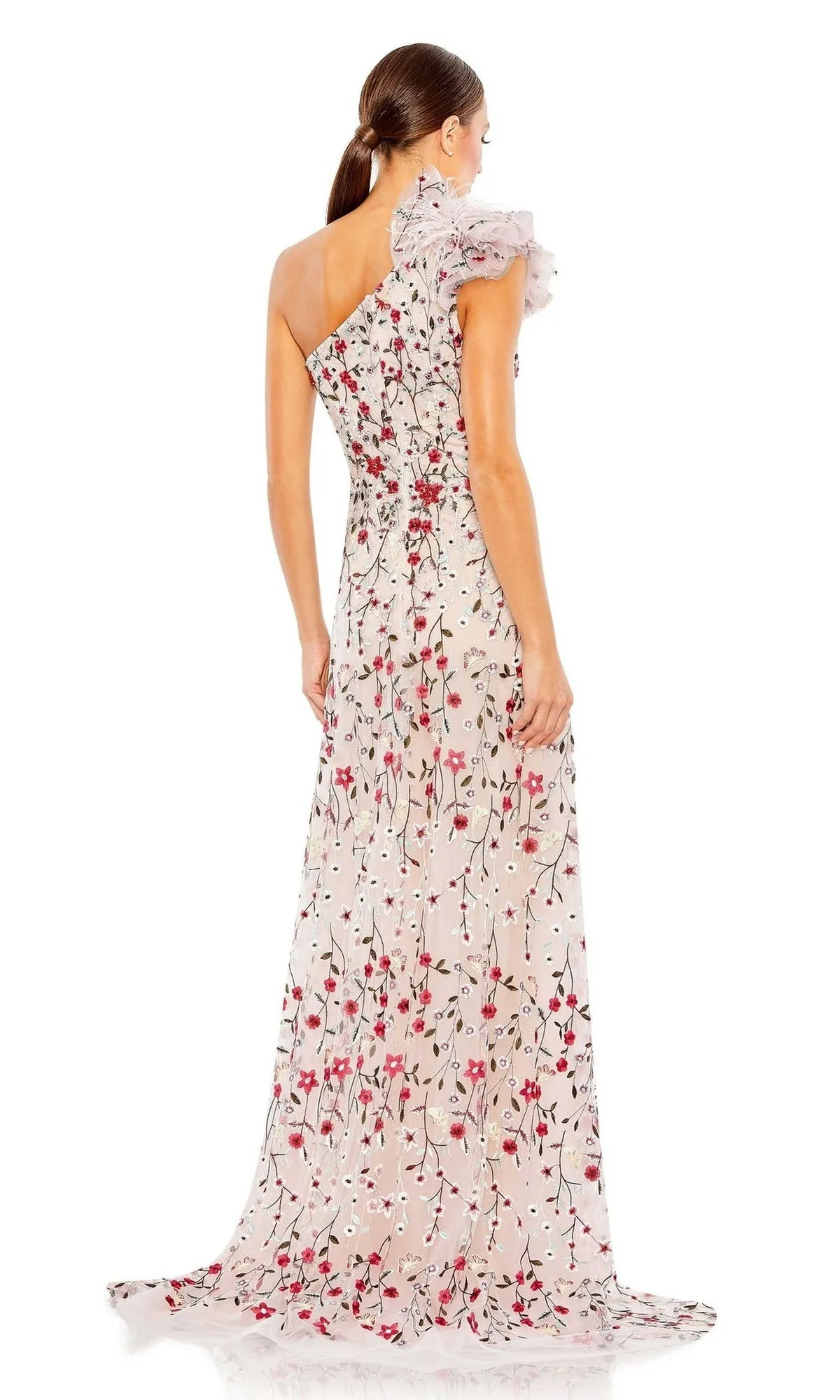One-Shoulder Print Formal Gown: Mac Duggal 20331 sold by PromGirl product image thumbnail 2