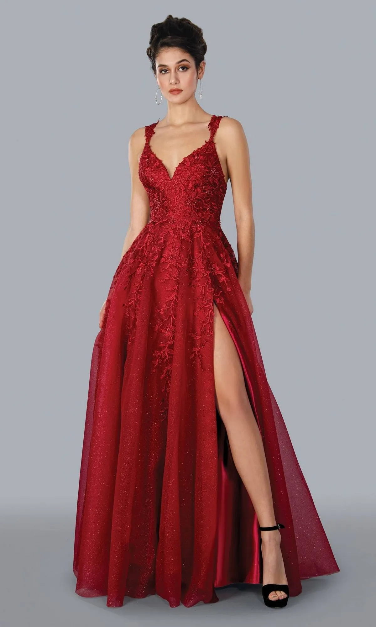 Embroidered-Lace Long A-Line Prom Ball Gown 20058 sold by PromGirl product image thumbnail 4