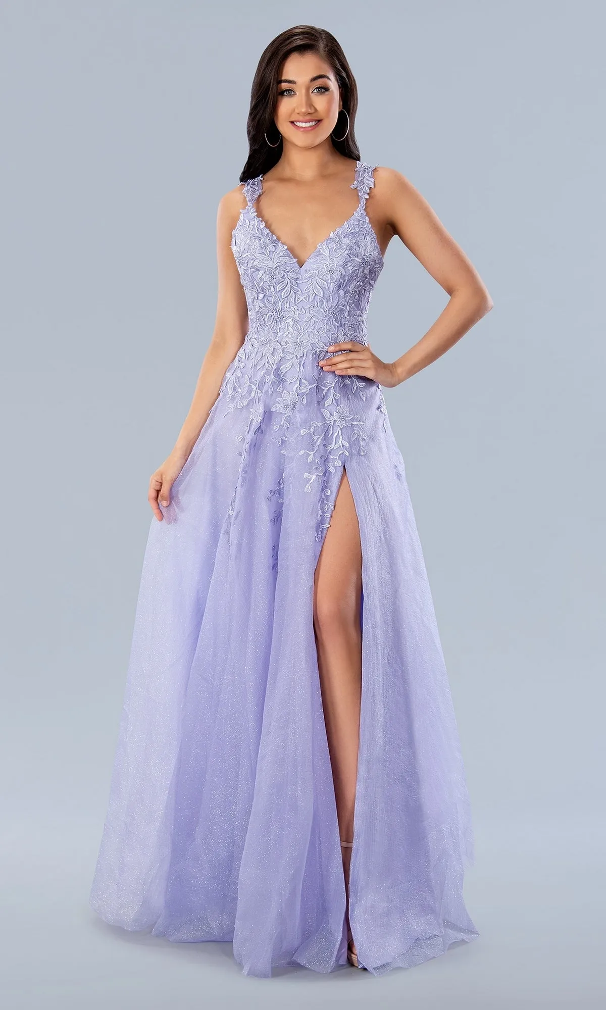 Embroidered-Lace Long A-Line Prom Ball Gown 20058 sold by PromGirl product image thumbnail 3