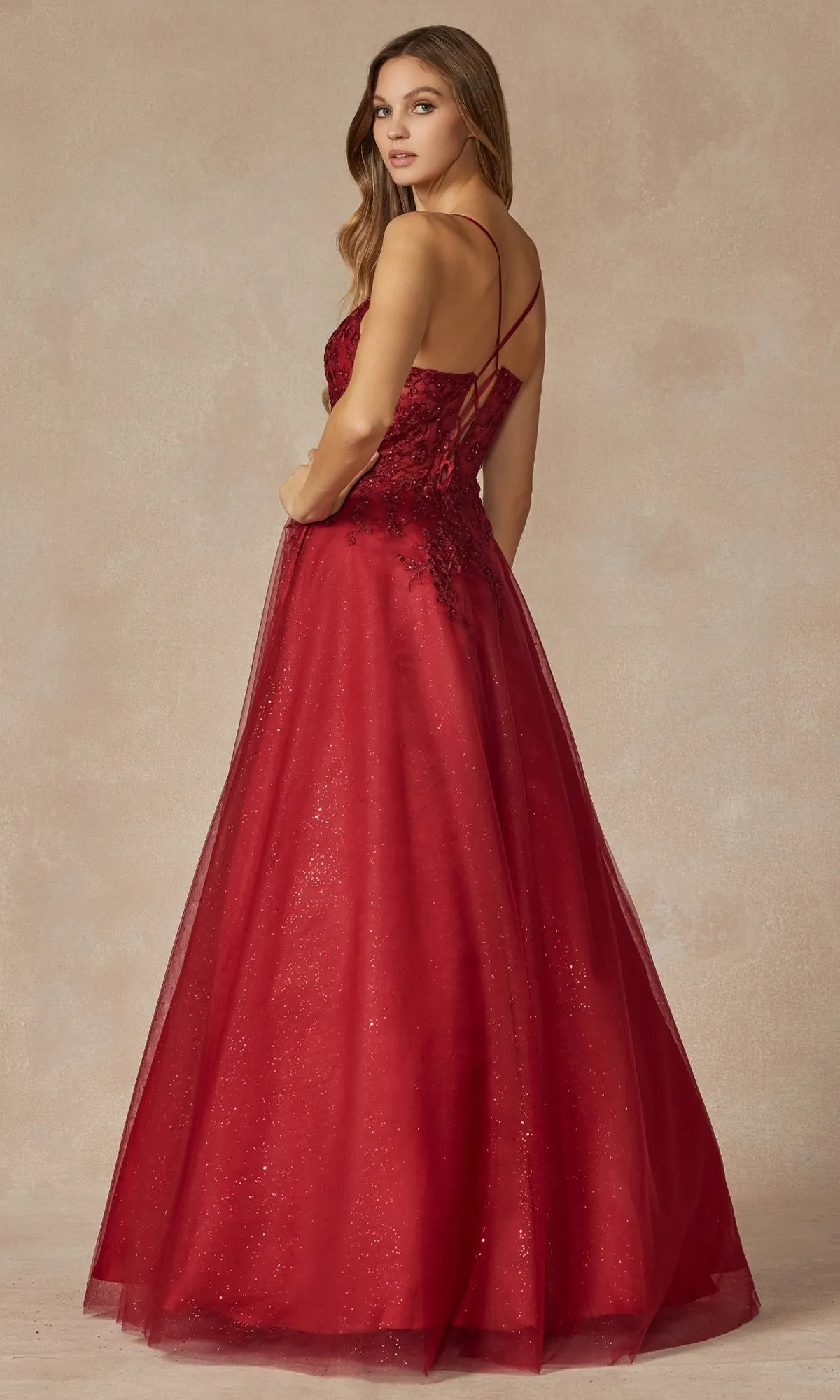 Lace-Up Long A-Line Prom Dress: Juliet 295 sold by PromGirl product image thumbnail 5