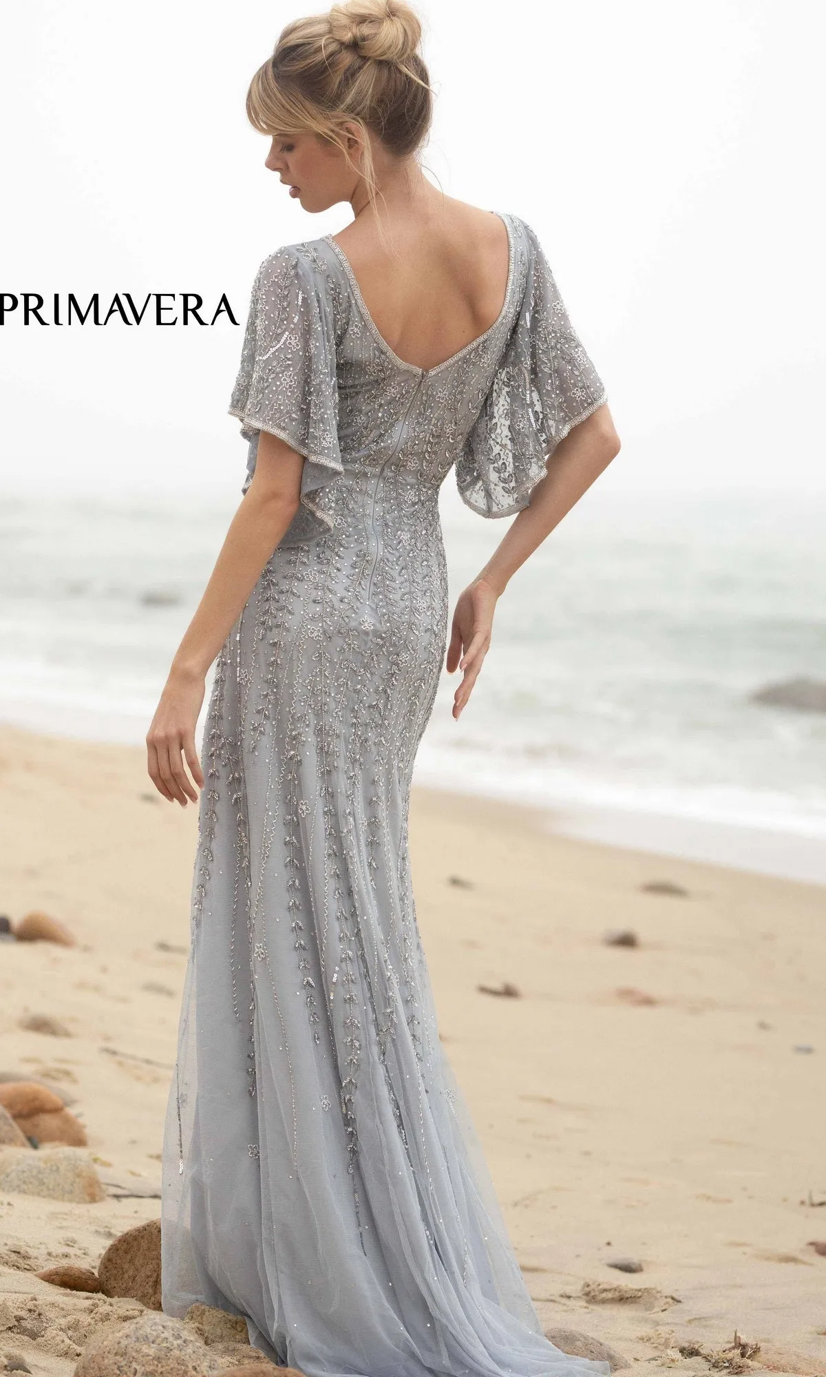 Short-Sleeve Beaded Long Prom Dress 3681 sold by PromGirl product image thumbnail 2